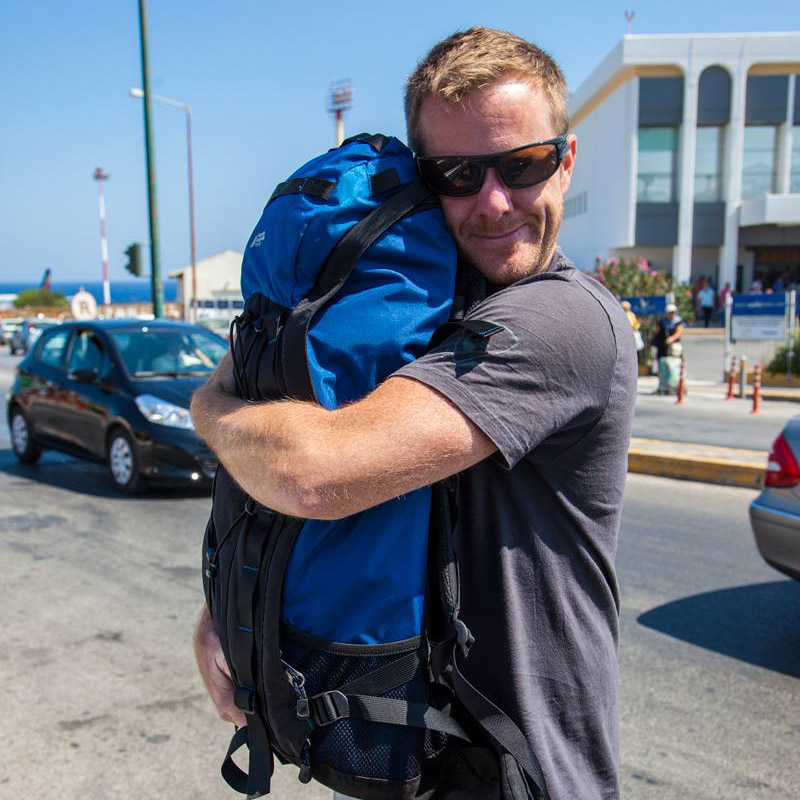 Kyle happy to see his bag again